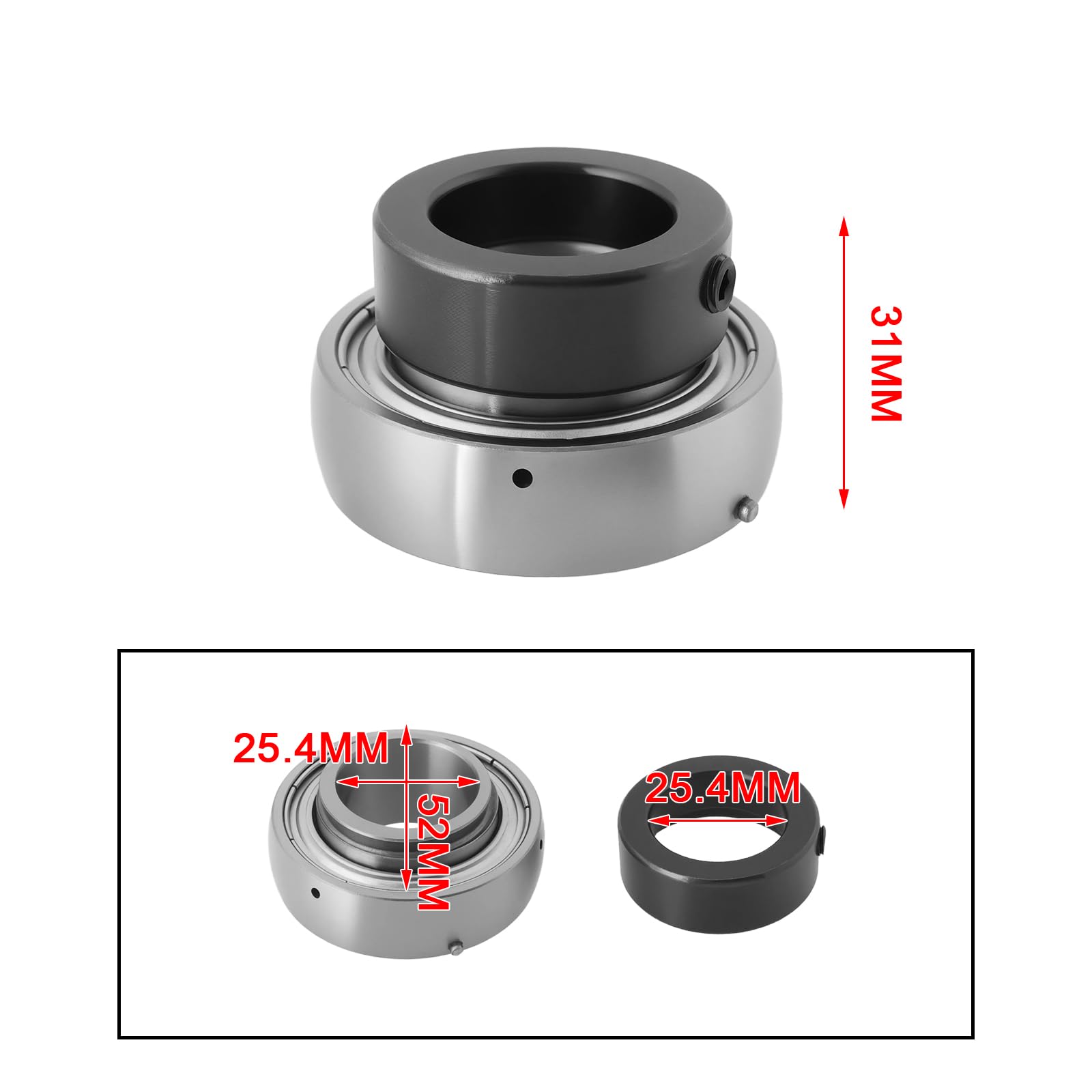 eMagTech 2pcs SA205-16 Eccentric Collar Locking Insert Bearing Suitable for Automobile Industry Papermaking Machinery Agricultural Machinery Inner 25.4mm - Image 4