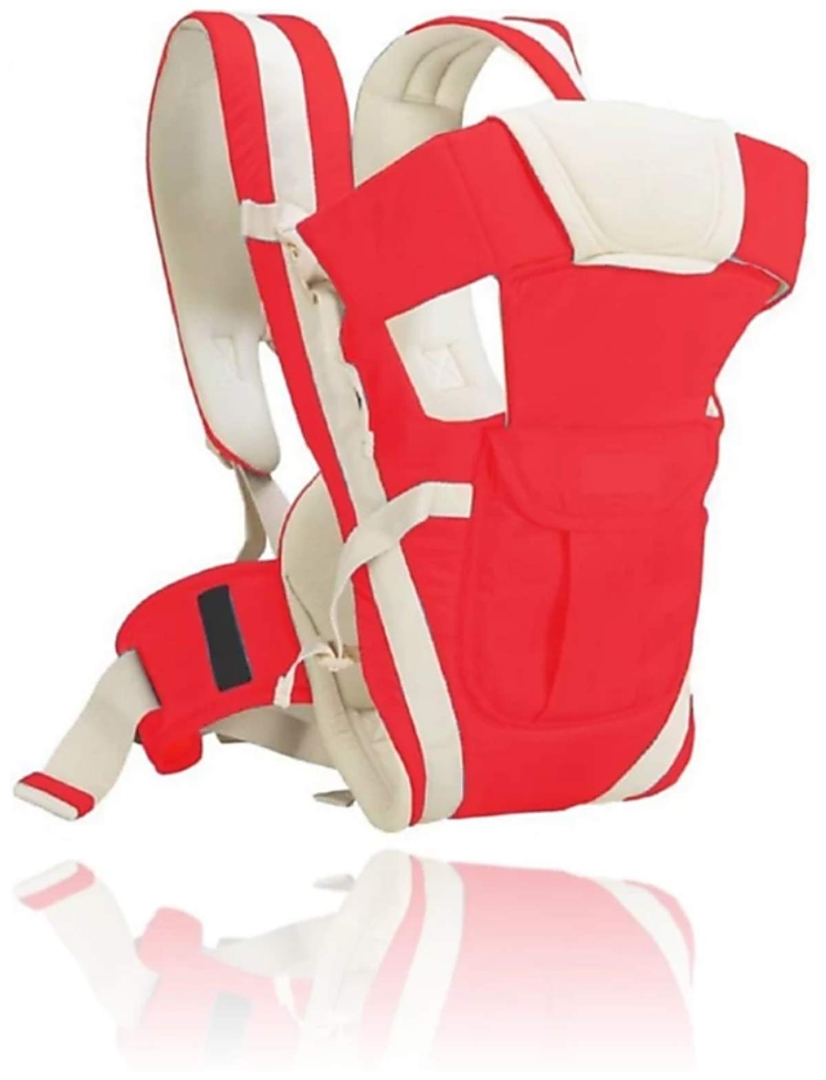 BRANDONN Baby 5 in 1 Carrier Bag with Different Positions Baby Carrier (Red/Cream, Front Carry Facing Out with Belt)-image-29