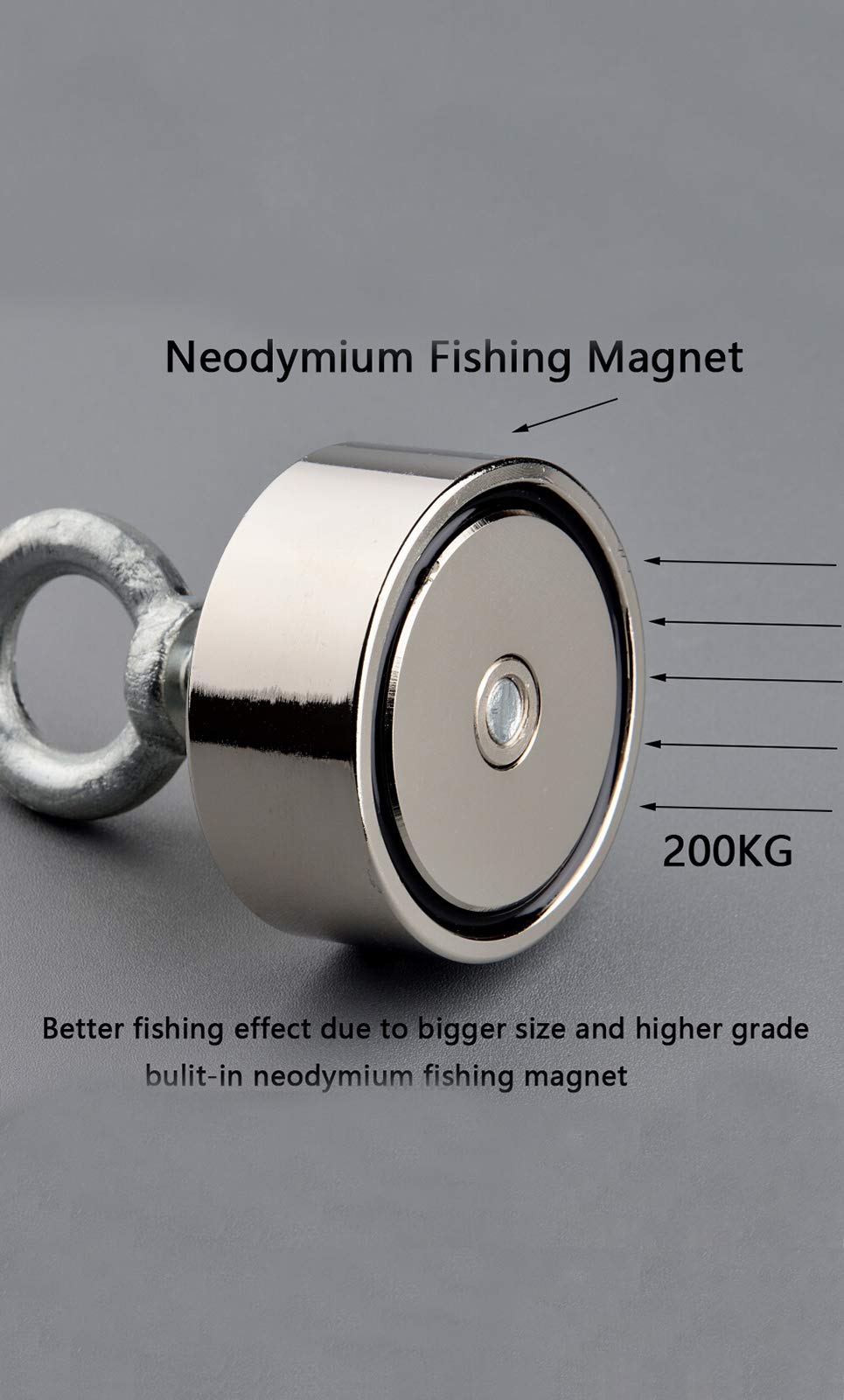 Mutuactor - Magnete da pesca a doppio lato, 400 kg, al neodimio da pesca, con occhiello rotondo e magnete per terre rare, perfetto per il sollevamento e il salvataggio del magnete...