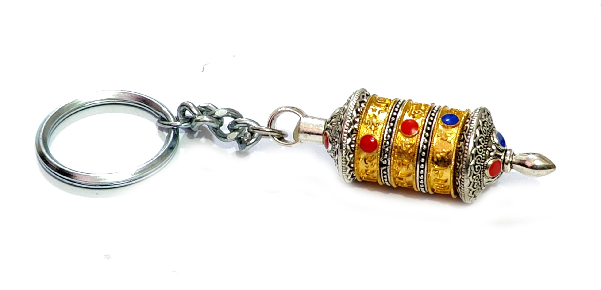 Auspicious Tibetan Buddhist Lama Om Mani Padme Hum Mantra Engraved Prayer Wheel Lucky Charm Key Chain Key Ring-image-35