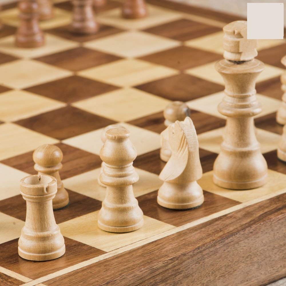 Riesiger Korb AM46. – Schachbrett aus Holz mit 32 Spielfiguren, große Größe (30,5 cm), Gesellschaftsspiel