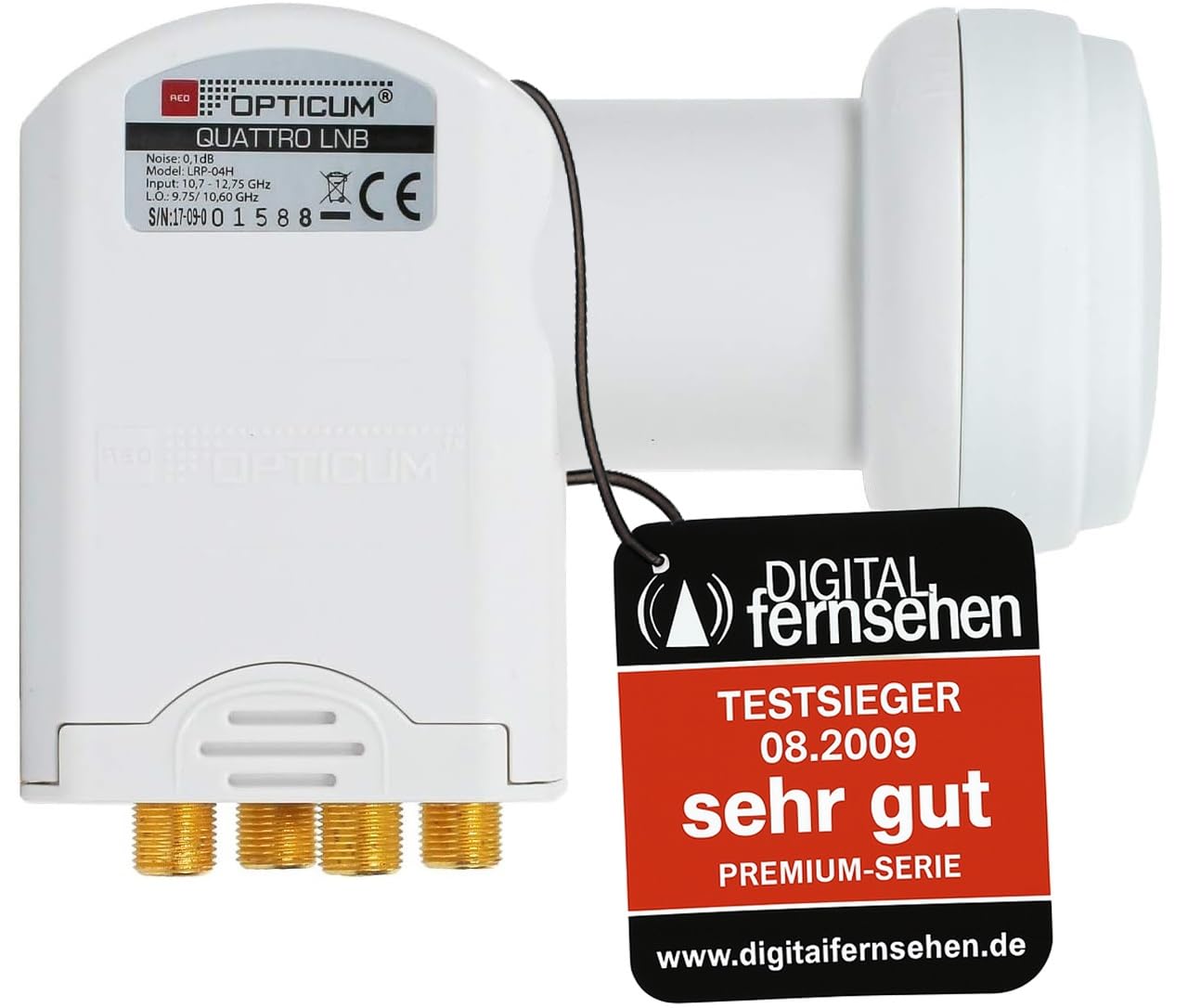 Opticum Quattro LNB - LRP-04H Kontakte (vergoldet, Full HD, 3D, geeignet für Multischalter)