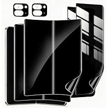 [6 in 1] Google Pixel 10 Pro Fold Privacy Screen Protector, 2 Inside Black Soft Flexible TPU Film, 2 Black Tempered Glass Front Saver, 2 Camera Lens Protector for Pixel 10 Pro Fold Case Friendly, No Creases,No Bubbles