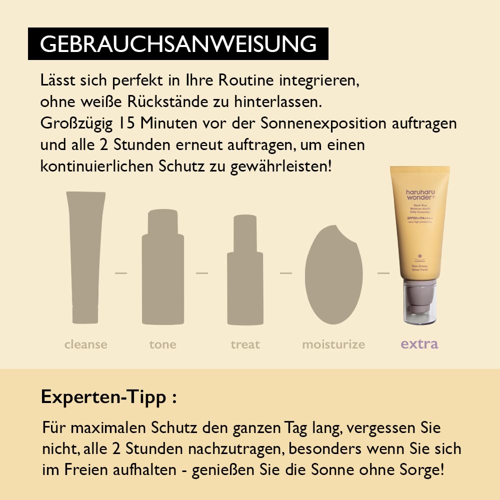 haruharu wonder Black Rice Moisture Airyfit Daily Sunscreen 50ml (Pack of 2) SPF 50+ PA++++, Breitspektrum UVA/UVB, Antioxidationsmittel, nicht fettende samtige Oberfläche, hydratisierend