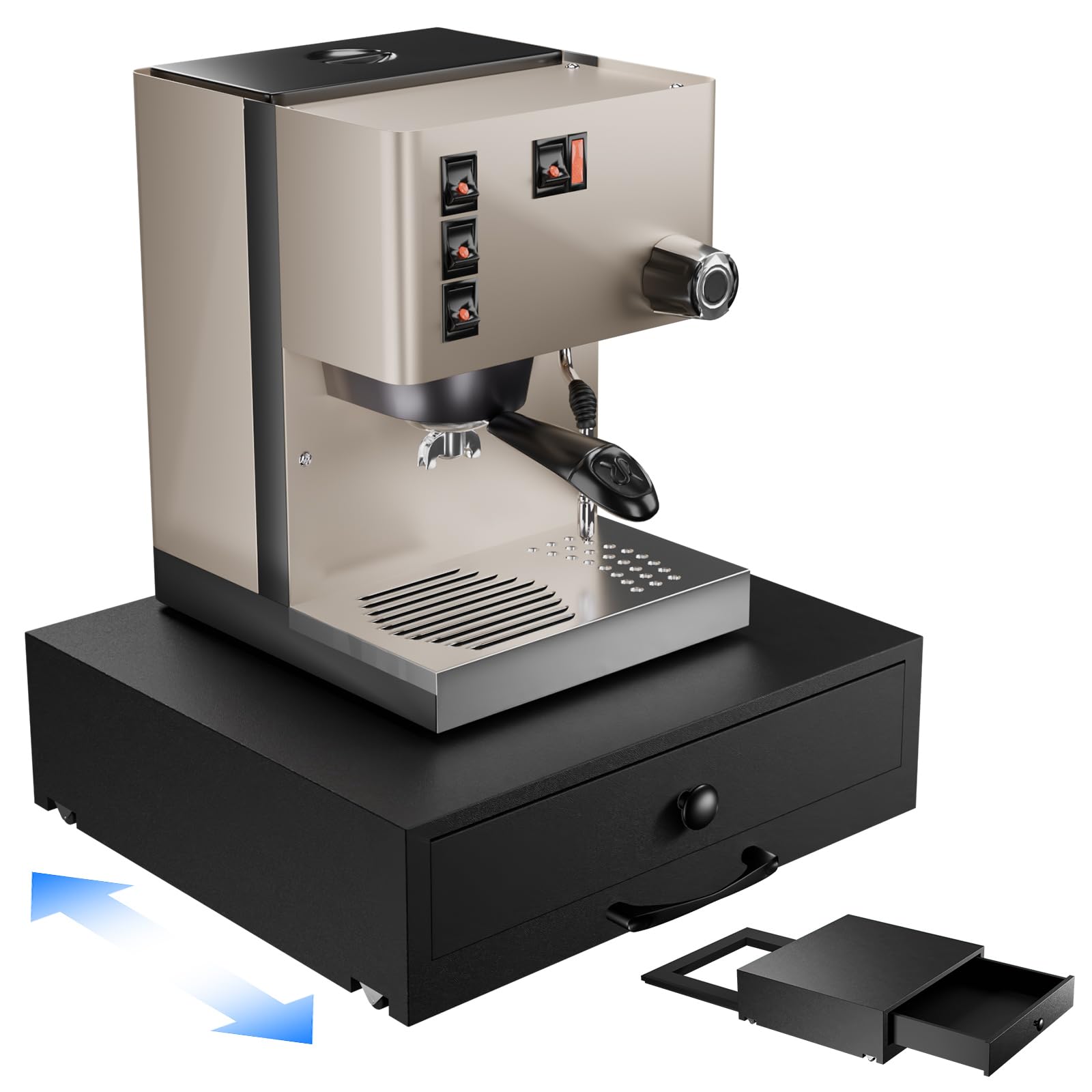Plateau de machine à café avec tiroir à dosettes pour machine expresso et mixeur