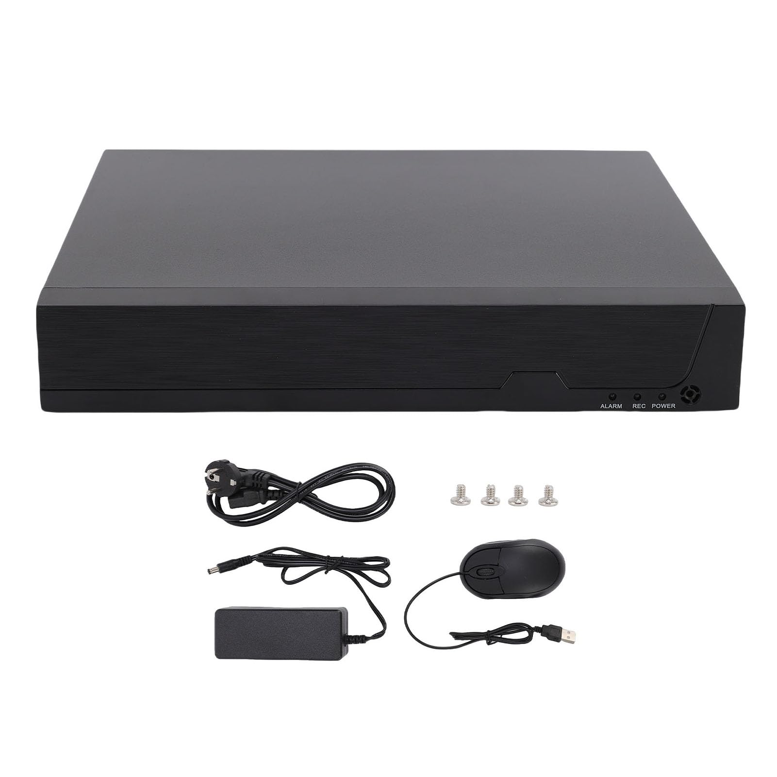 4-kanałowy Rejestrator Wideo POE 4K, Sieciowy Rejestrator Wideo H.265+ z 4 Portami dla Kamer IP, Obsługa Rozdzielczości 5 MP MP 3, Wykrywanie Ruchu, Dostęp Zdalny, Kopia (Wtyczka UE)
