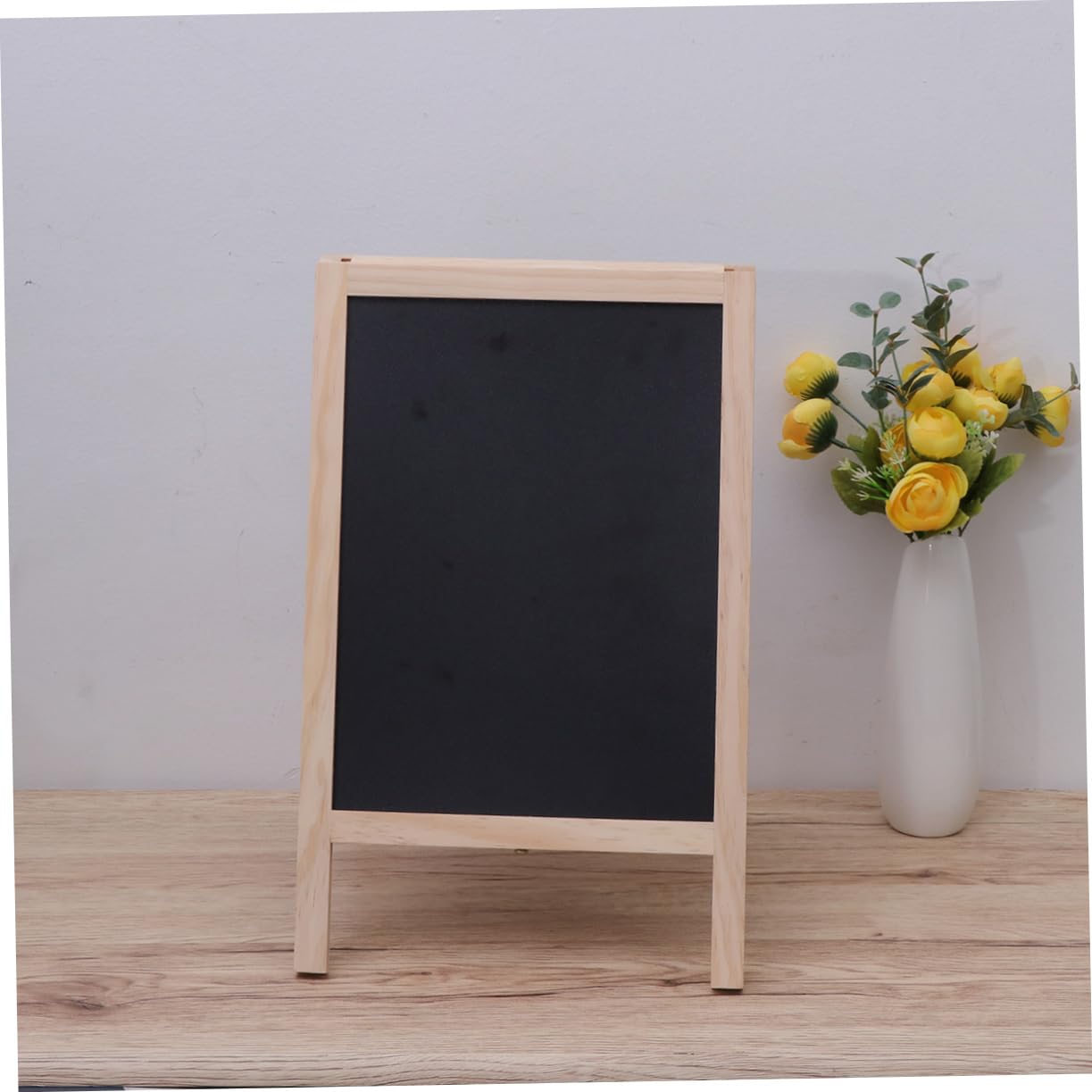Lurrose Kleiner Holz Kreidetafel 25x40cm Doppelseitig mit Stativ für Kinder Praktische Bartheke Tafel und Mdf für Notizen und Food Signage Zufällige Farbe
