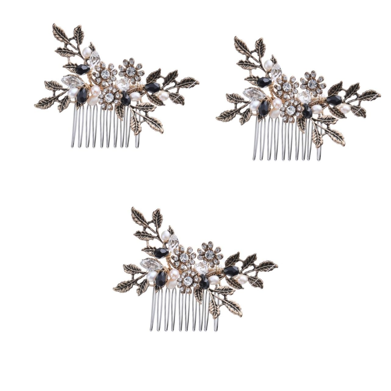 FOMIYES 3piezas Peine De Novia Vintage Strass y Flores Accesorio Elegante Para Ceremonias y Fiestas Para Novias y Damas De Honor