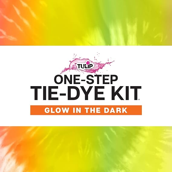 Tulip One-Step Tie-Dye Kit, Glow in the Dark Neon 4-Color Kit with Glow Mix, Easy Techniques for Fun Fabric Designs