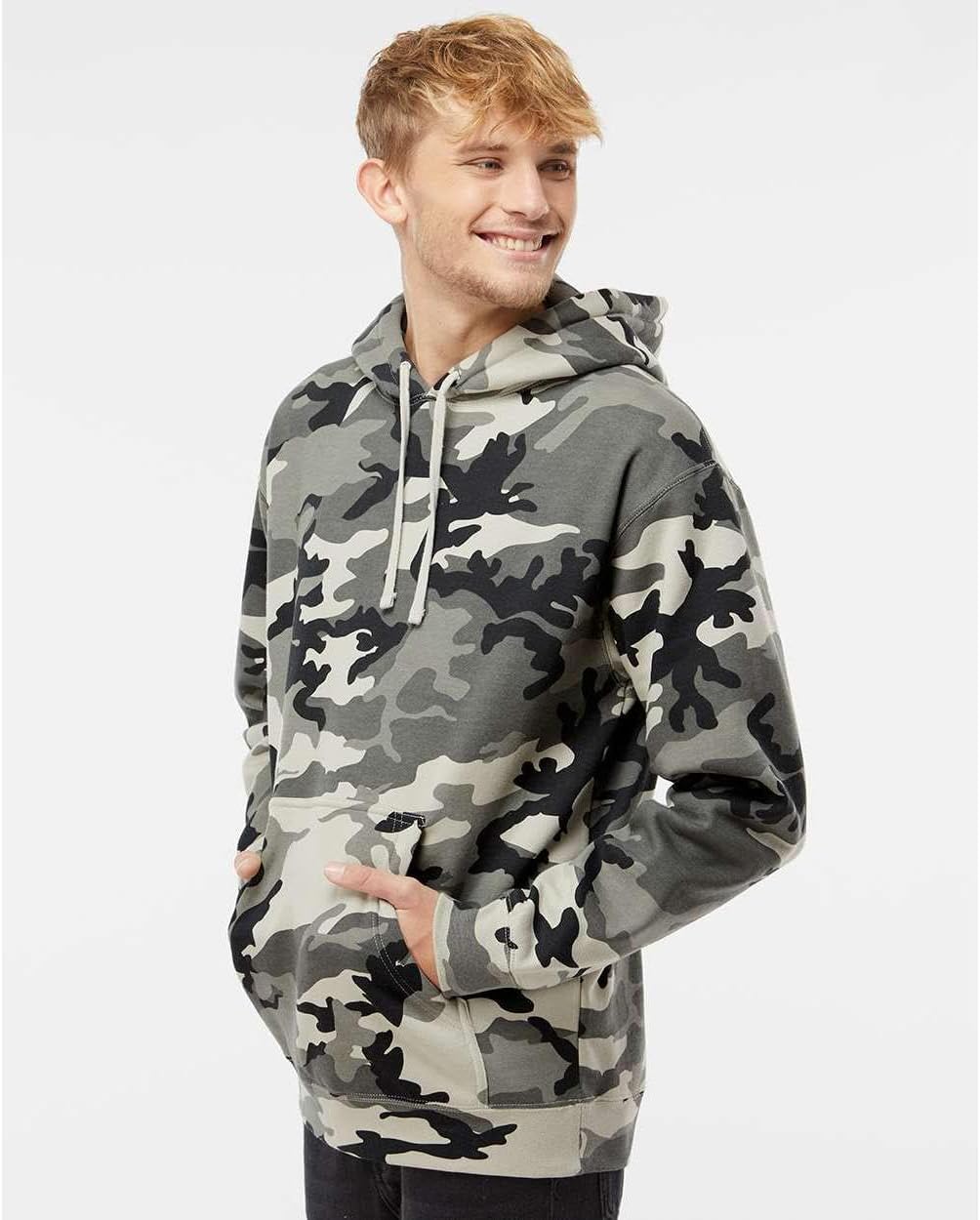 Independent Trading Co. Hooded Pullover Sweatshirt M Snow Camo