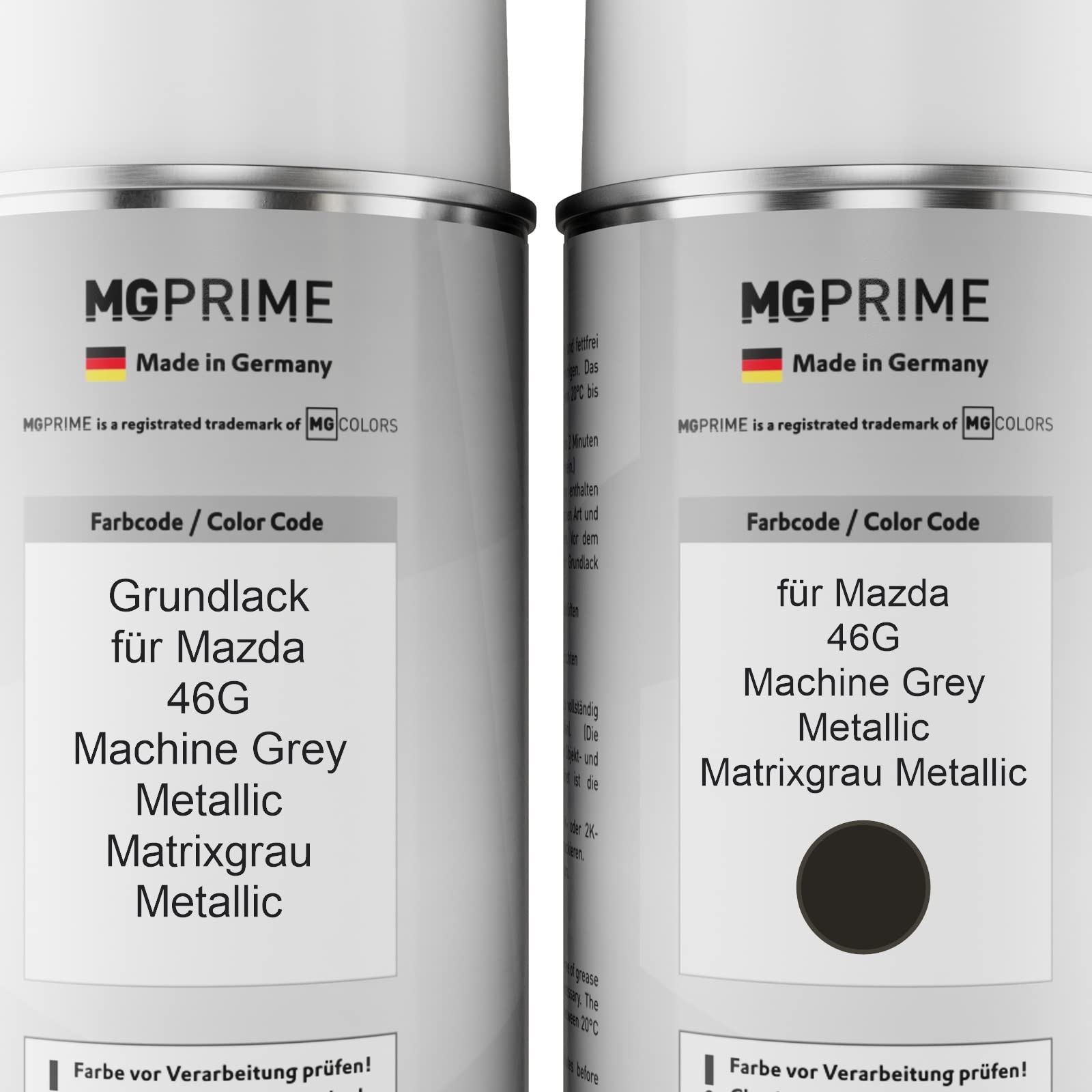 MG PRIME Vernice per auto Kit di bombolette a spruzzo per Mazda 46G Machine Grey Metallic/Matrixgrau Metallic Vernice di fondo vernice di base vernice trasparente 400ml