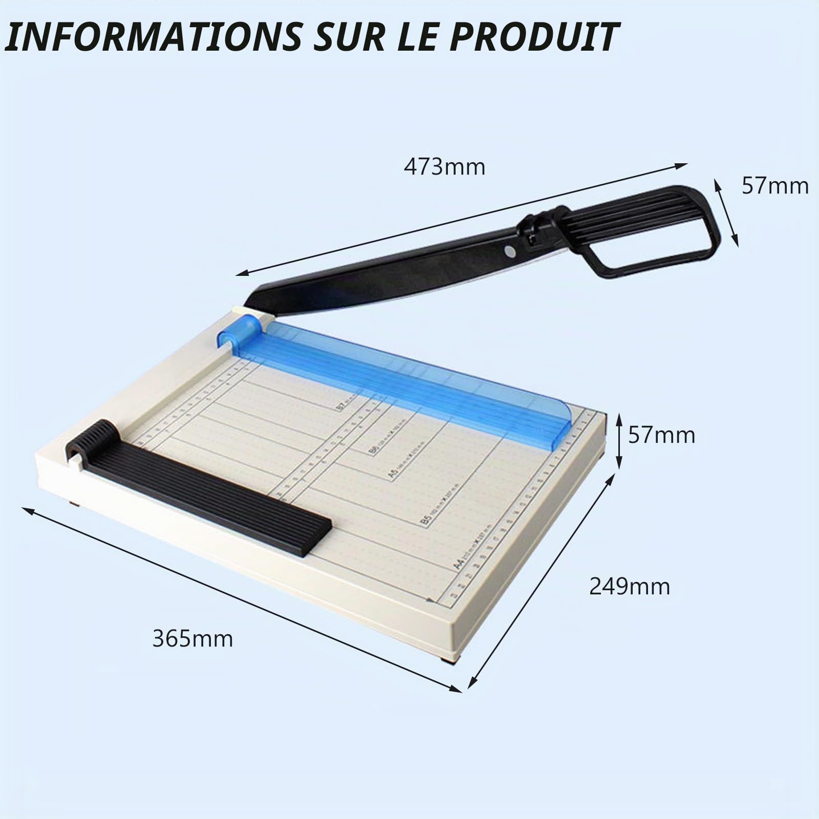 Massicot A4, Coupe Papier, Coupe-Papier, Coupeur De Papier, Papier Rogneuse En Titane Avec Dispositif De Protection, Coupeur Guillotine Portable (Performance De Coupe De 16 Feuilles)