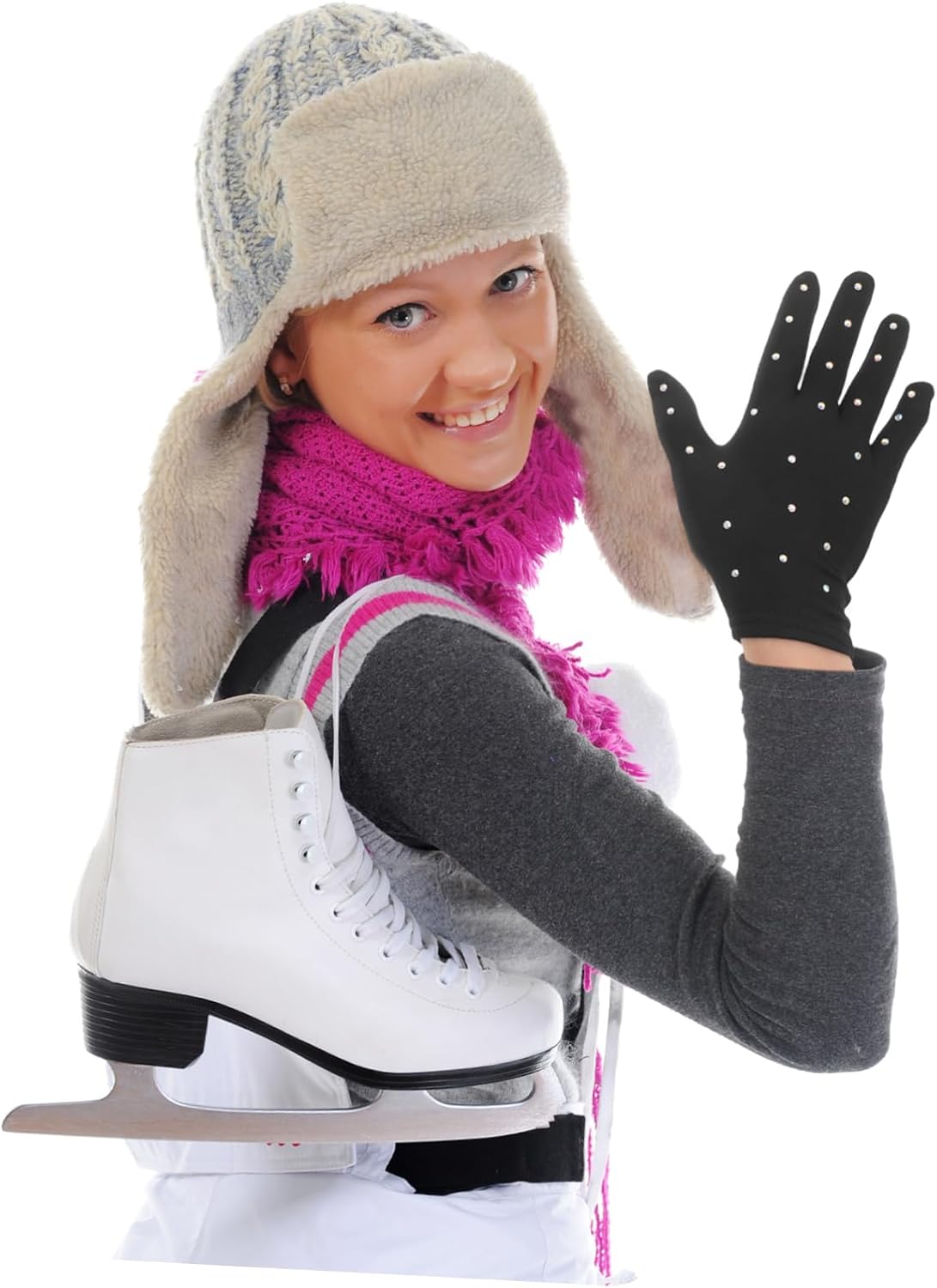 Decorative Figure-Skating Gloves Girl Dance Gloves Party Performance Stage for Women