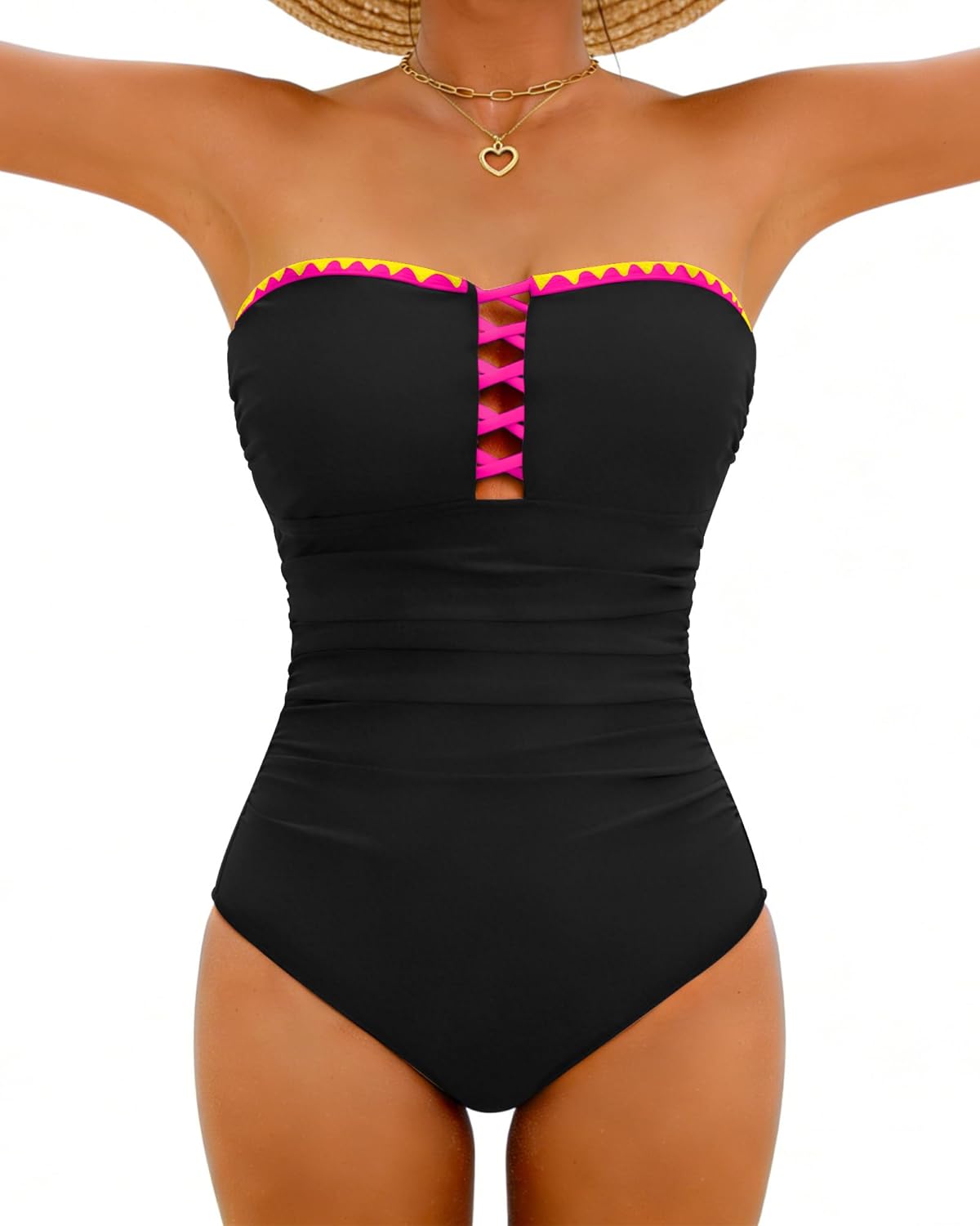 DaiLiWei One Piece Swimsuit Women Tummy Control Bathing Suit Modest Full Coverage Swim Suits Slimming Bandeau Swimwear 2026