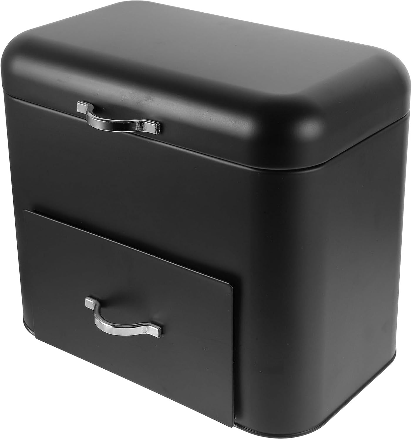 Luxshiny Vintage Black Double-layer Bread Box Kitchen Bread Storage Container Food Holder for Countertop and Restaurant Use