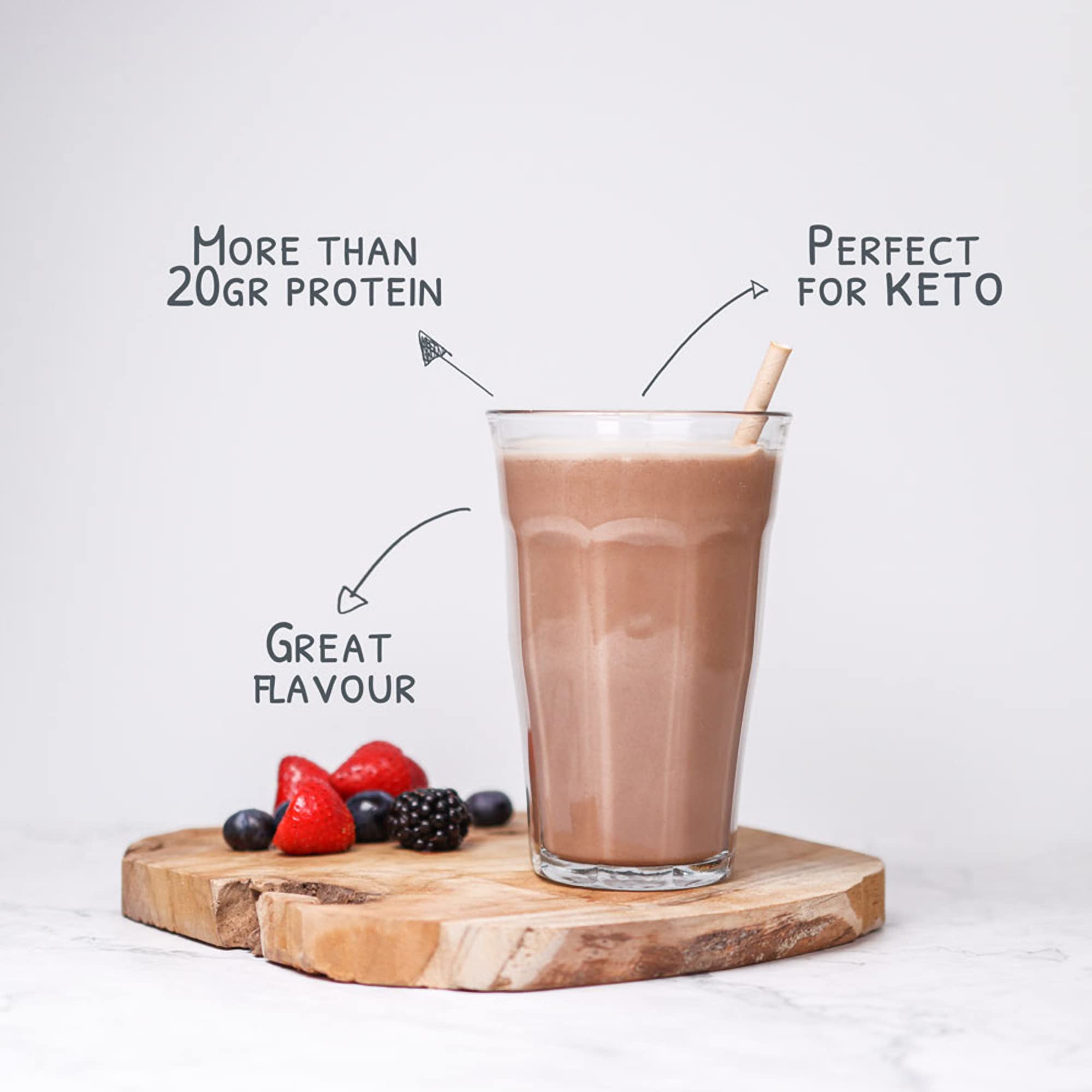 Go-Keto MCT Vegan Protein Shake Chocolate, 400g polvere | con MCT dall'olio di cocco per la tua dieta keto | proteine ​​vegane da proteine ​​di piselli e proteine ​​di riso