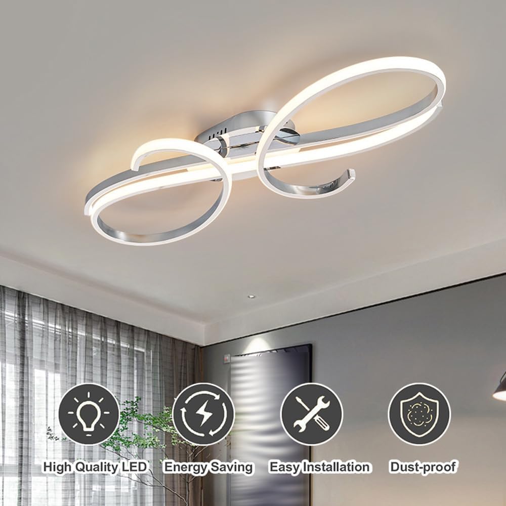 LED Dimmable Ceiling Light Modern Linear Flush Mount Ceiling Lamp Acrylic Lampshade Chandelier Bedroom Kitchen Living Room Interior Decorative Lighting Fixture