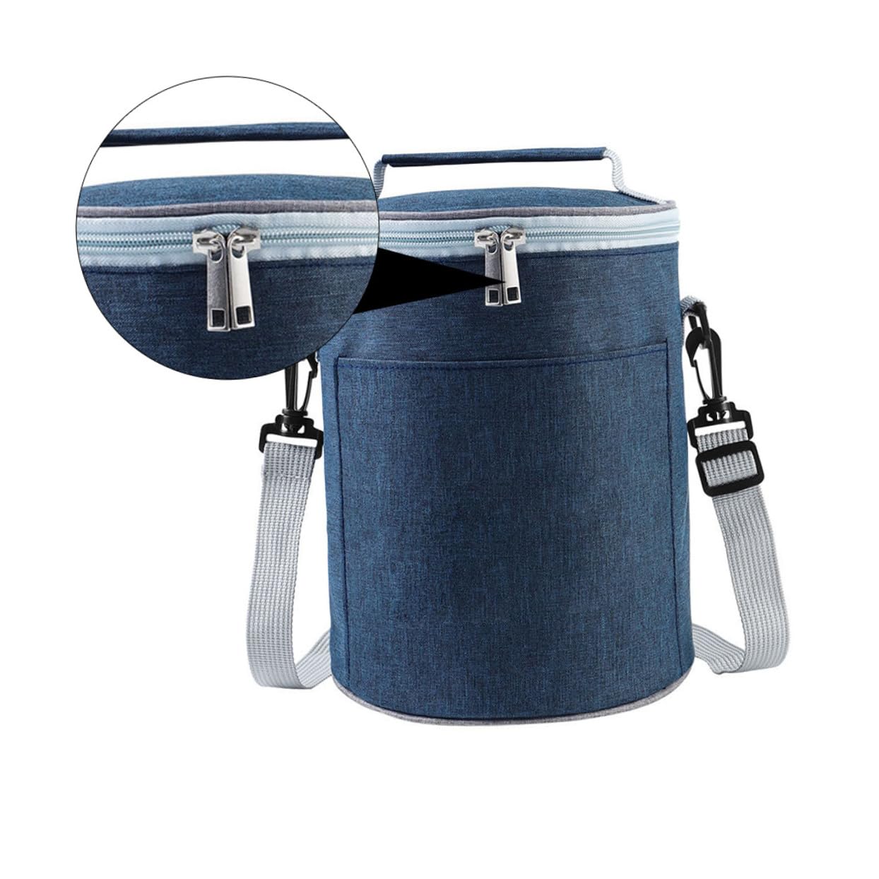 SUPVOX Bolsa Térmica Aislante Redonda Mediana de Tela Oxford Interior de Aluminio Bolsa de Almuerzo Portátil para Camping y Trabajo Isotérmica para Comida Caliente y Fría Color Azul