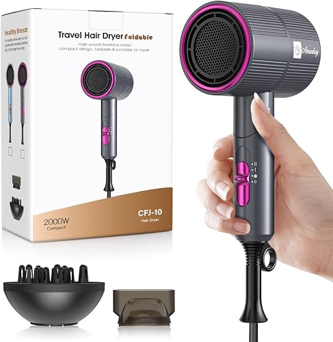 ionique-Flux d'air de 24 m/s/Pliable (env. 250g)11 Sèche-cheveux