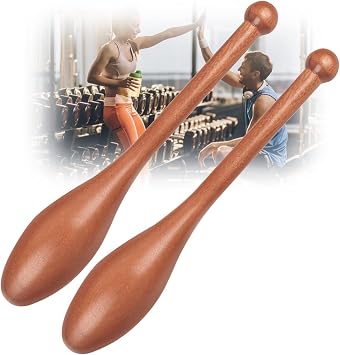 Indian Club Fitness Barbell Wooden Exercise Club Improve Grip Wooden Indian Club Pair for Rehabilitation/Muscle Building, Portable Training Gym Equipment, Small