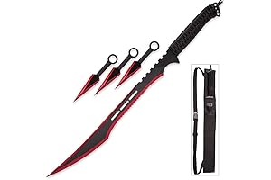 Snake Eyes Tactical Ninja Sword and Kunai/Throwing Knife Set with Sheath (BLACK/RED)