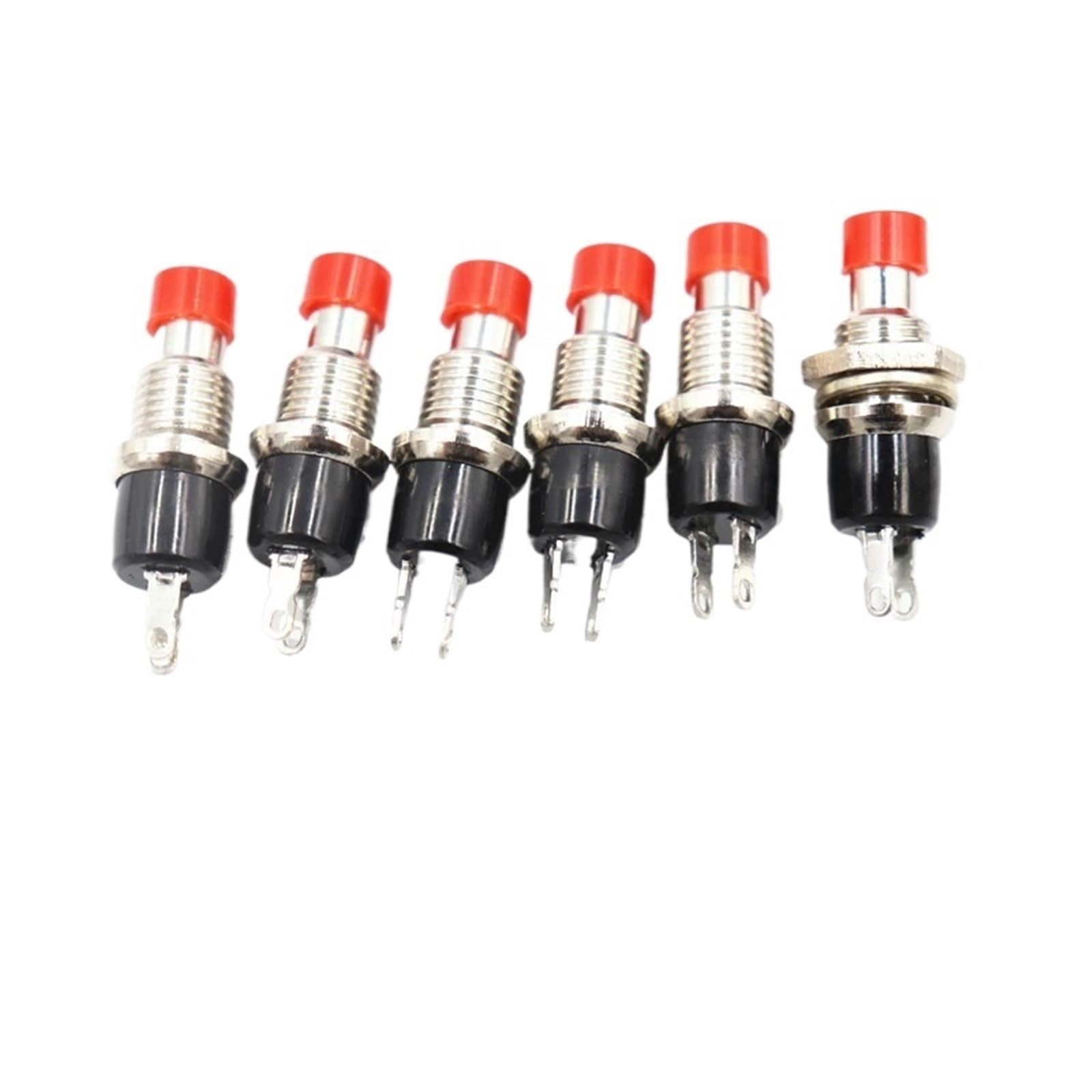 6 pezzi Pulsante rotondo piccolo PBS-110/NO PBS-111/NC 2 piedi auto-reset Nessun interruttore di blocco Pulsante interruttore 7MM miniatura Miscelazione dei colori(Color mixing,PBS-111 NC)
