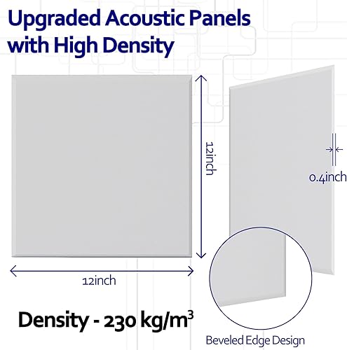 Miniatura 2 de Paquete de 12 paneles acústicos blancos autoadhesivos, paneles de espuma a prueba de sonido de 12 x 12 x 0.4 pulgadas, paneles de pared