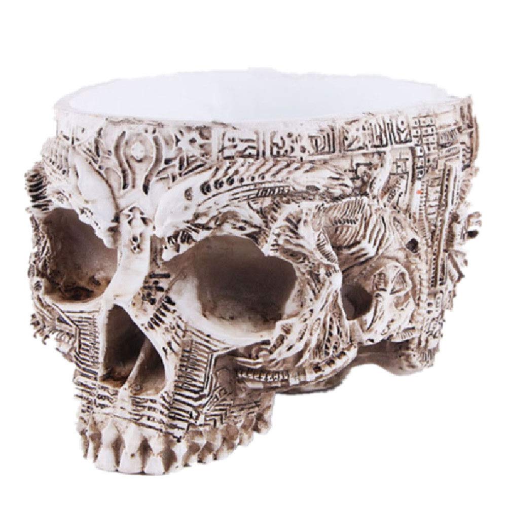 VOANZO Resin Human Skull Ashtray Home Ornaments for Scary Halloween Decorations, Decorative Skulls, Skeletons Figurines for Bar Accessories, Smoking Room Decor for Smokers