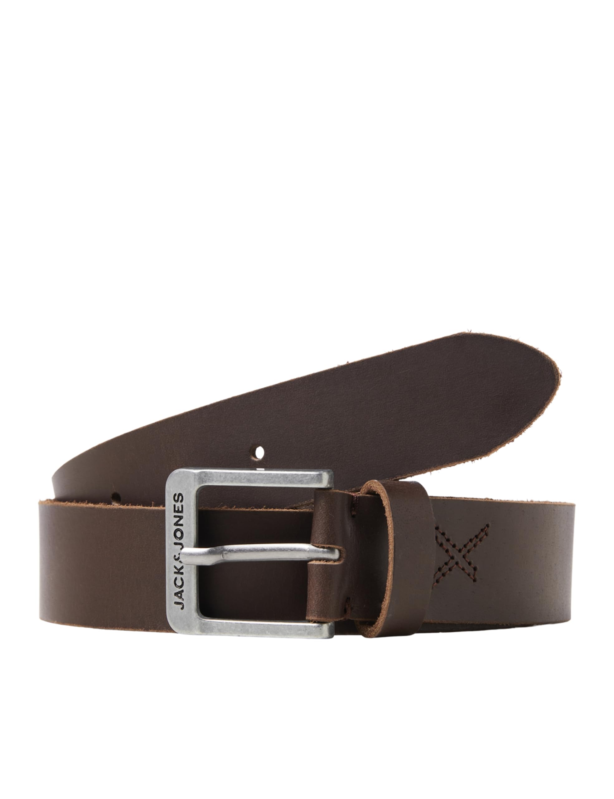 JACK & JONES Casual Genuine Leather Belt Classic Leather Waistband with Holes JACROCK, Colours:Brown, Size:90