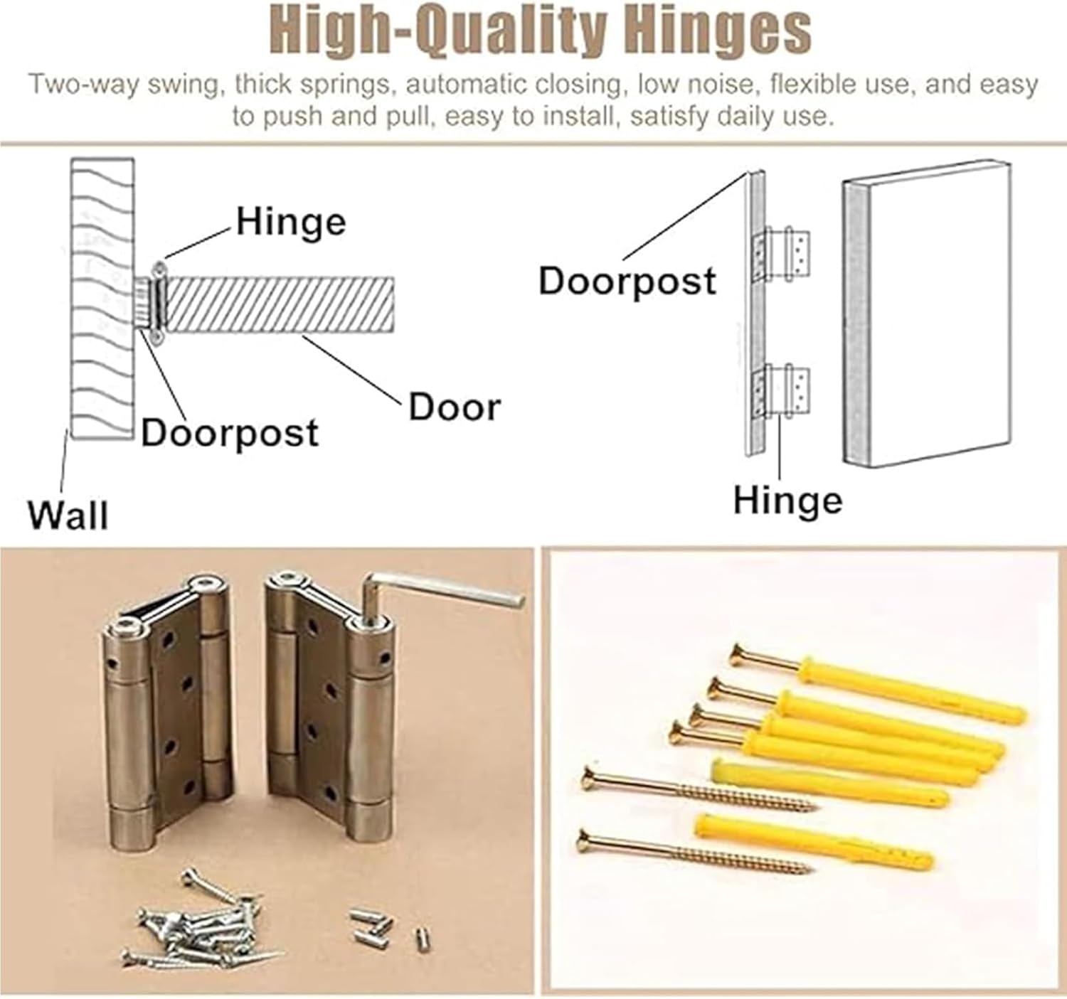 Interior Solid Wood Swing Door, Sturdy Cafe Saloon Doors with Metal Hinges, with Automatic Closure, for Indoor or Outdoor Bar Porch Entrance, Kitchen, Bathroom(White,W70Hx90cm/W27xH35in)