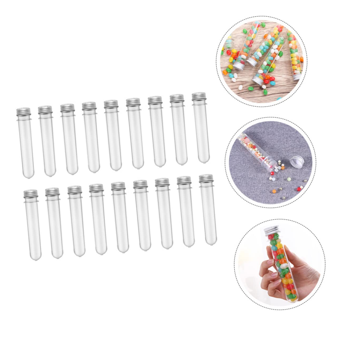 Mobestech 50 Piezas Frascos De Tubo De Ensayo Transparentes para Baño y Dulces Tubos De Almacenamiento De Pet Uso Laboratorio y Manualidades