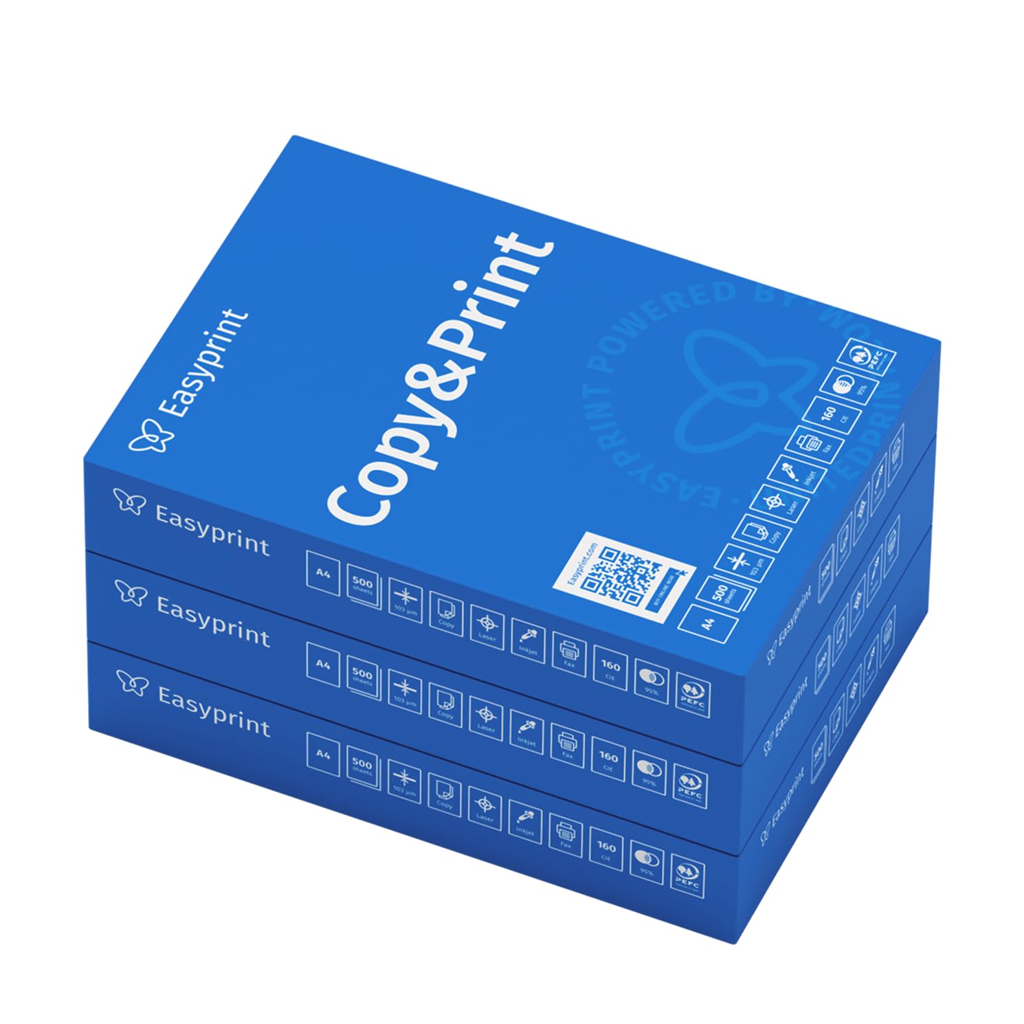 Easyprint Printer Paper Copier Paper 1500 Sheets 3 x 500 A4 Premium Brilliant White CIE 160 Test Winner PEFC Environmental Certificate