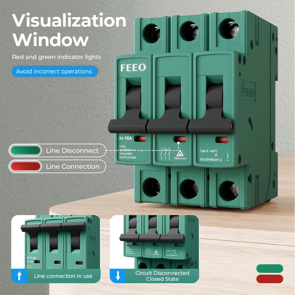 Interruttore Magnetotermico Interruttore Automatico DC MCB Solar 3P 750V 6A 10A 16A 20A 25A 32A 40A 50A 63A Mini Interruttore Automatico DC Interruttori Automatici(6A)