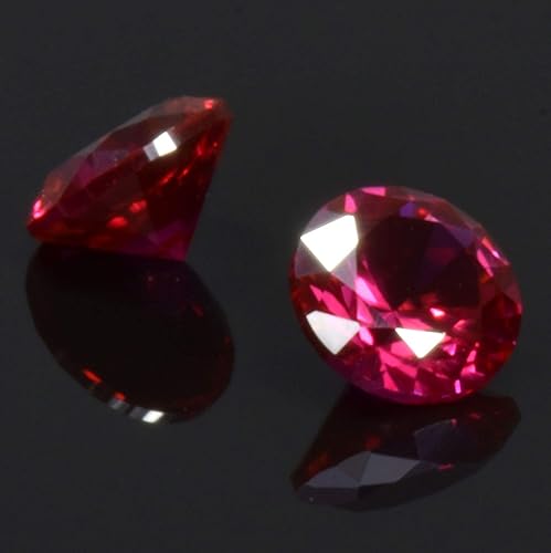 Vista 6 de uGems Rubí sintético rojo profundo redondo desnudo suelto gema corindón 0.197 in (2), rubí