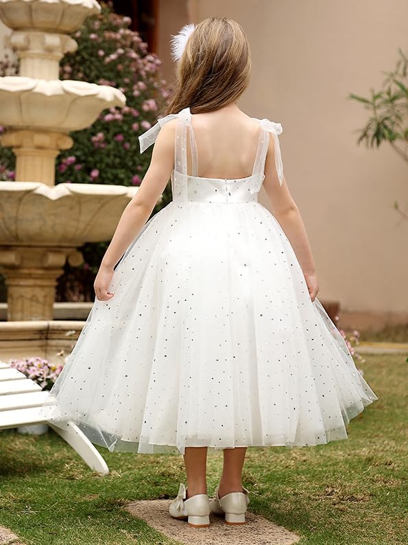 ABAO SISTER Sparkle Lace Backless Dress with Bow Tie Straps Flower Girl Dresses for Weddings Birthday Princess Ball Gown4