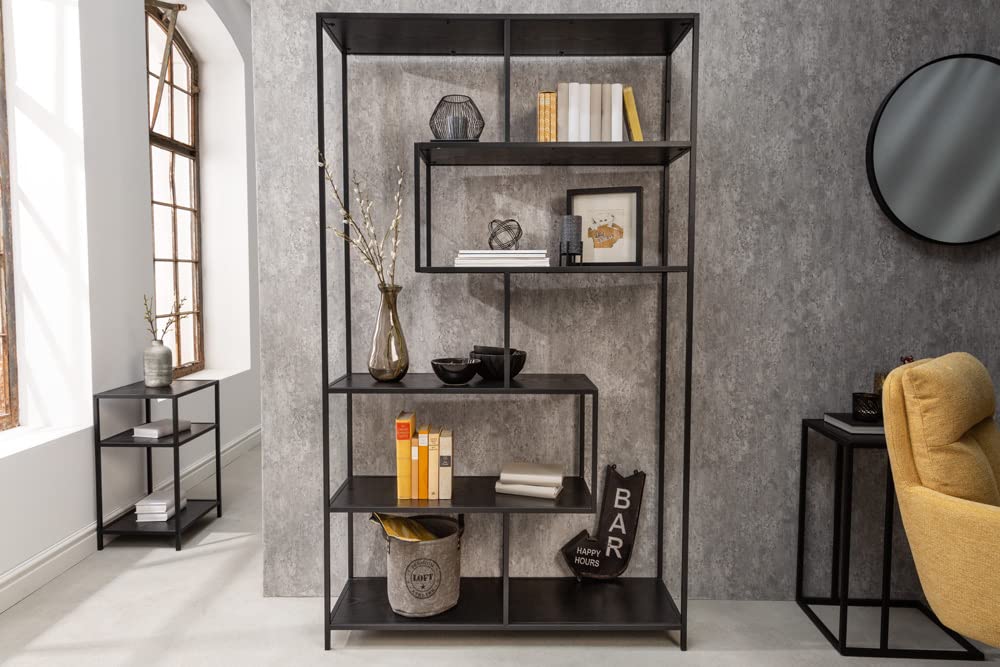 Bücherregal SLIM LINE 114cm - schwarz - Holzwerkstoff Metall Industrial
