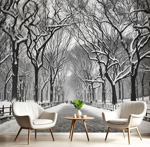 Papel tapiz fotográfico bosque invernal con efecto 3D profundo 2