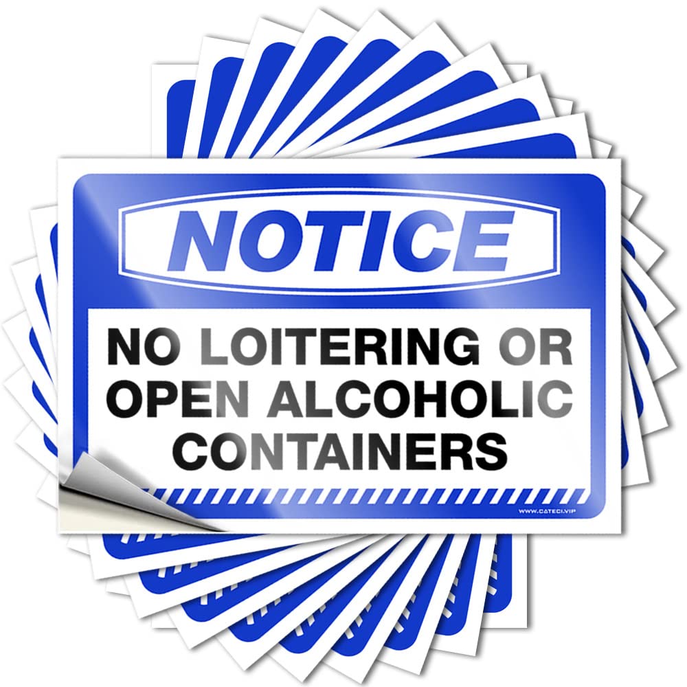 Fzfn Colour Notice No Loitering Or Open Alcoholic Containers Bumper Beer | Unique Helmet Removable Decal Pack(8X12cm)