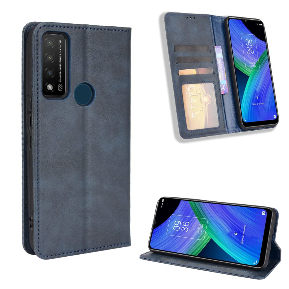 GOKEN Cover per TCL 20Y / TCL 20E, Custodia Folio in Pelle Flip Wallet Libro Case con Portafoglio, Premium PU/TPU Magnetica Cover con Supporto di Stand/Carte Slot (Nero