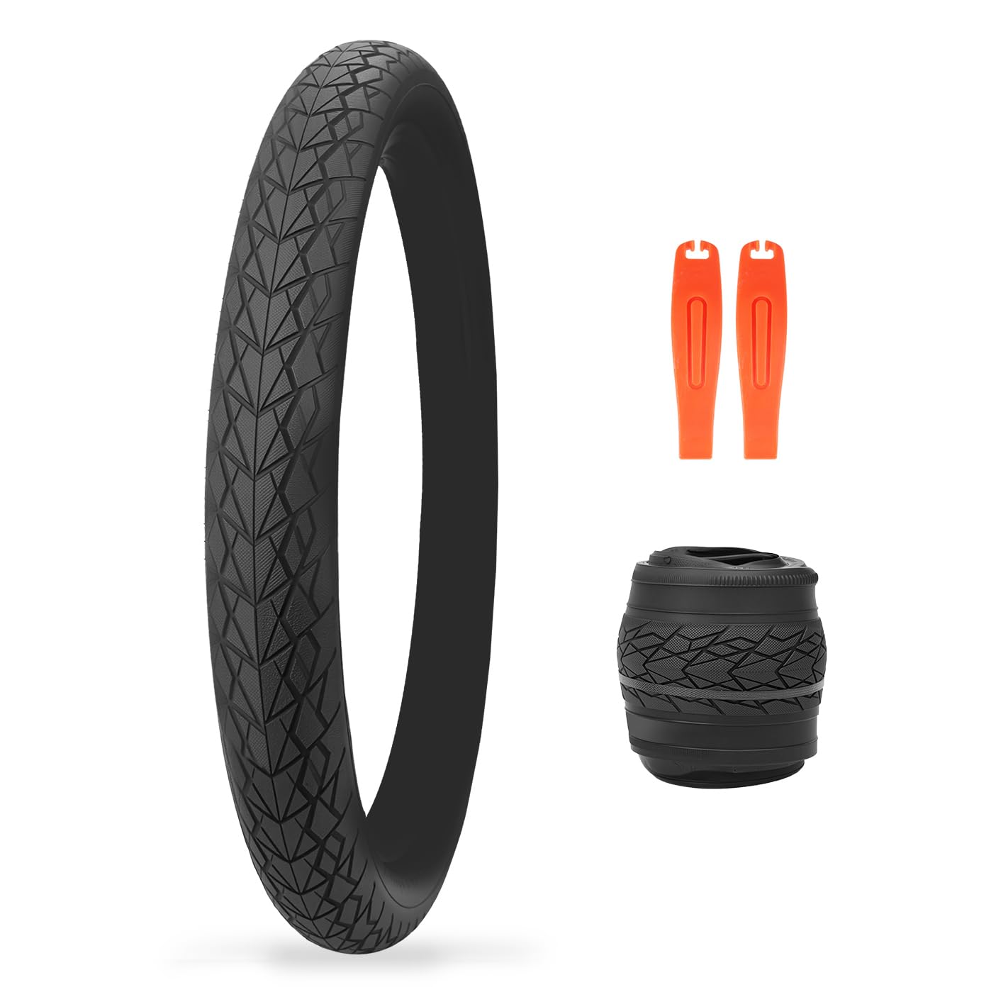 MEGHNA Bike Tire 20/24/26/27.5 inch Foldable Replacement Cruiser Bike Tire Mountain Bike Groove Anti-Slip with Tire Lever for Kids Hybrid Bike