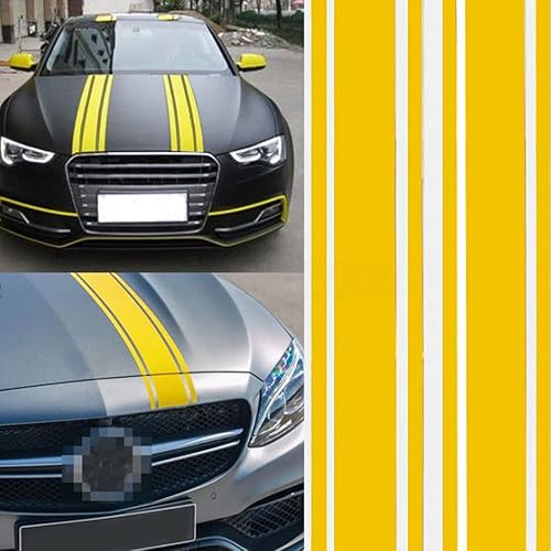Calcomanía de rayas para capó de automóvil, 47 x 9.8 pulgadas, amarillo, vinilo, para vehículos