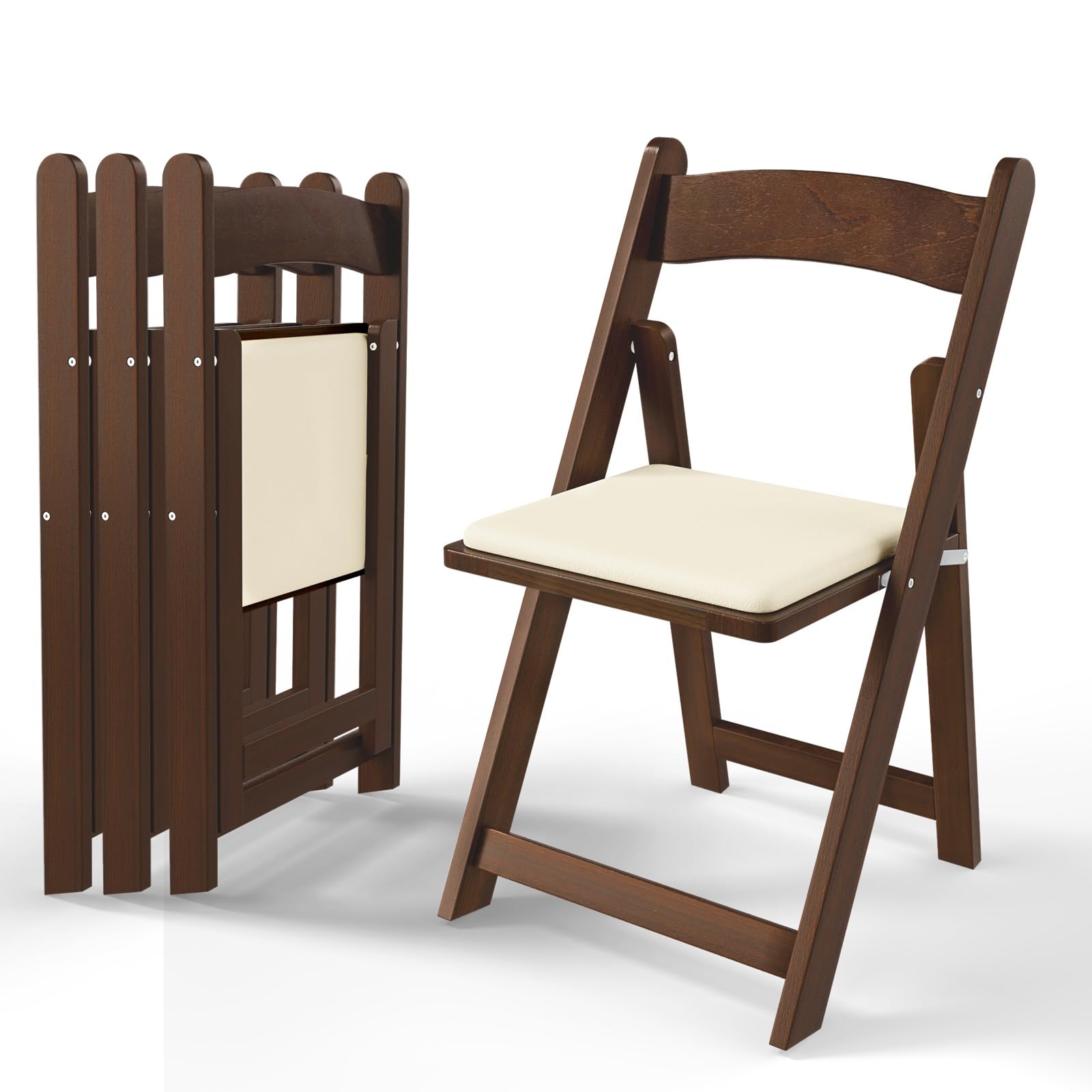 Folding Wood Chair プレミアム　新品 Amazon.com: VINGLI Wooden Folding Chairs, Walnut Brown, 4 Pack