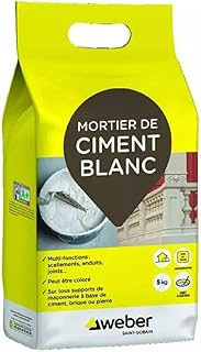 WEBER Ciment Blanc pour r&eacute;paration et travaux rapides de ma&ccedil;onnerie, mortier, 5kg