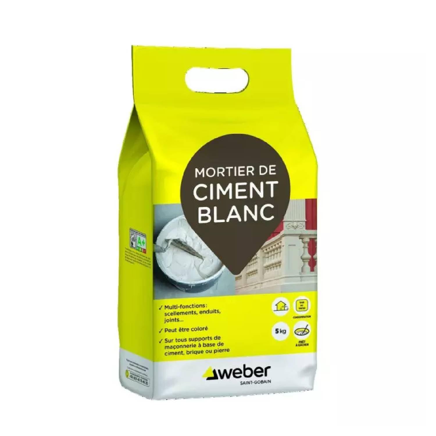 Ciment blanc WEBER mortier de réparation rapide maçonnerie sac 5kg