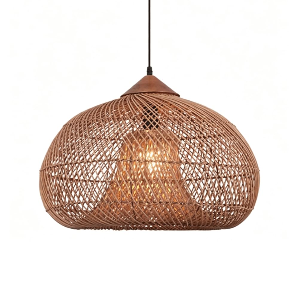 CHUNGYANG Designer Retro Hotel Pendant Lamp Handmade Rattan Lamp Fixture With Adjustable Suspension Line Southeast Asian Style Entryway Foyer Hanging Lamp Wabi-sabi Style Rattan Study Lighting Fixture