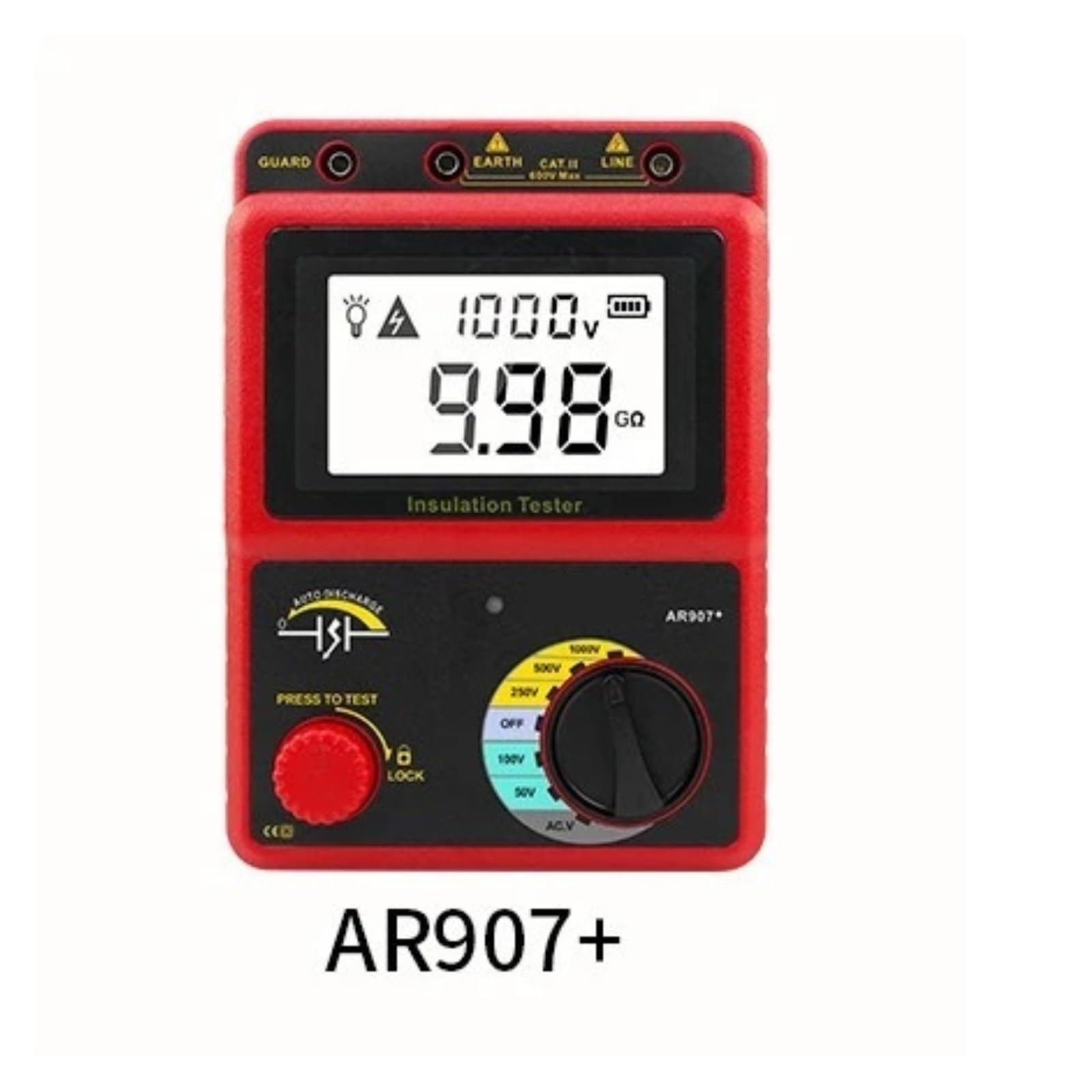 Medidores de Resistencia, Megóhmetro digital de alto voltaje AR907+ 1000V, probador aislamiento