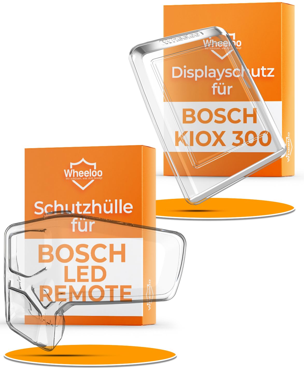WHEELOO 2er Set Transparente Schutzhüllen für Bosch LED Remote & Kiox 300 I Ebike Display Schutzhülle I E Bike Displayschutz Abdeckung wasserabweisend I E-Bike Zubehör Regenschutz Hülle Fahrrad