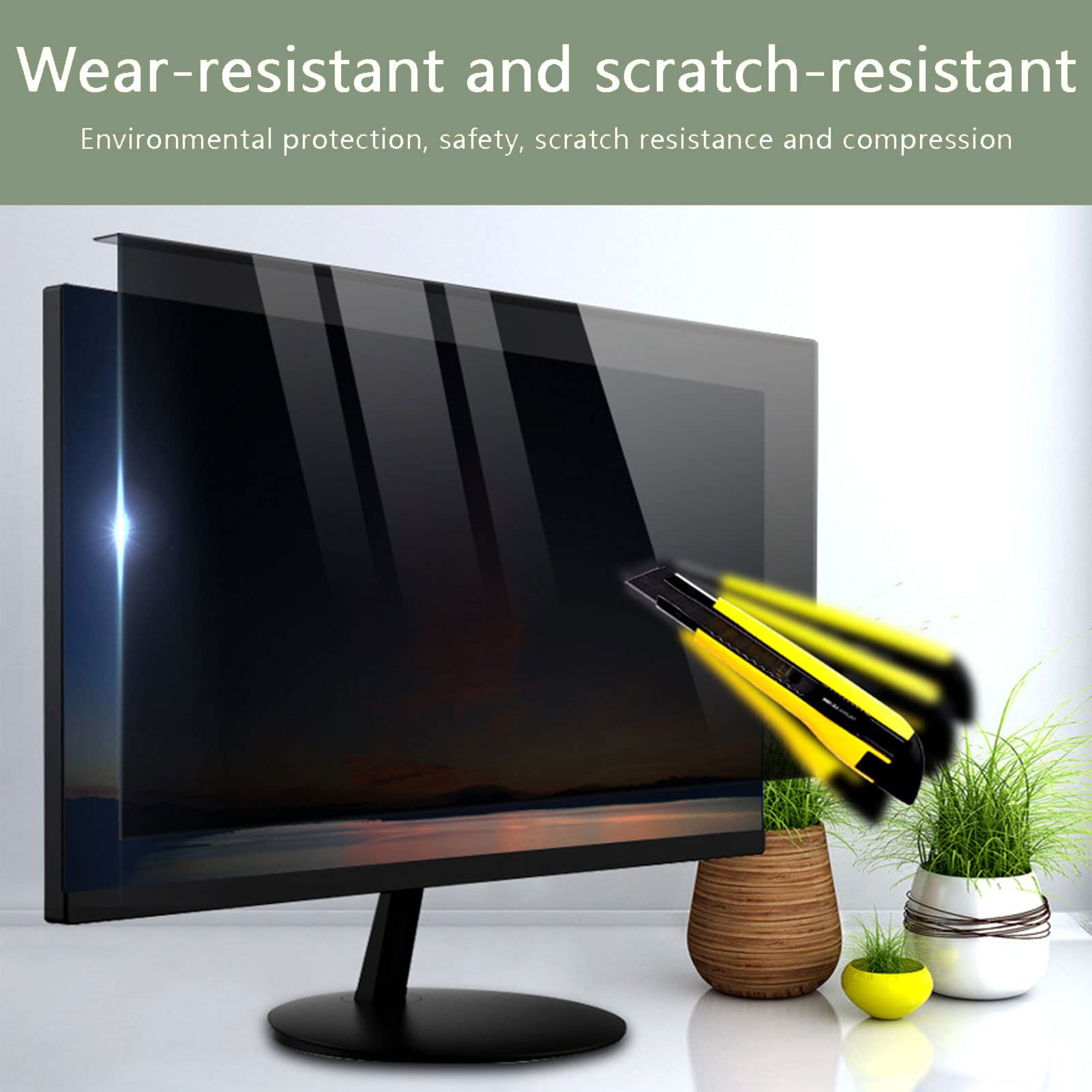CUNIO Surveiller L'Écran De Confidentialité pour Ordinateur Suspendu, Protecteur D'Écran Amovible en Acrylique De 18 À 32 Pouces 16:9/16:10, Protection des Yeux Anti-UV,18/20in 458x280mm