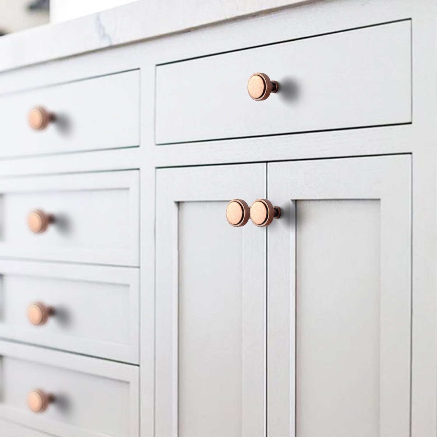 Goo-Ki Antique Copper Cabinet Drawer Knobs Zinc Alloy Kitchen Hardware - 6 Pack Single Hole Bar Pull Handles for Cupboard Wardrobe,2503AC-DK