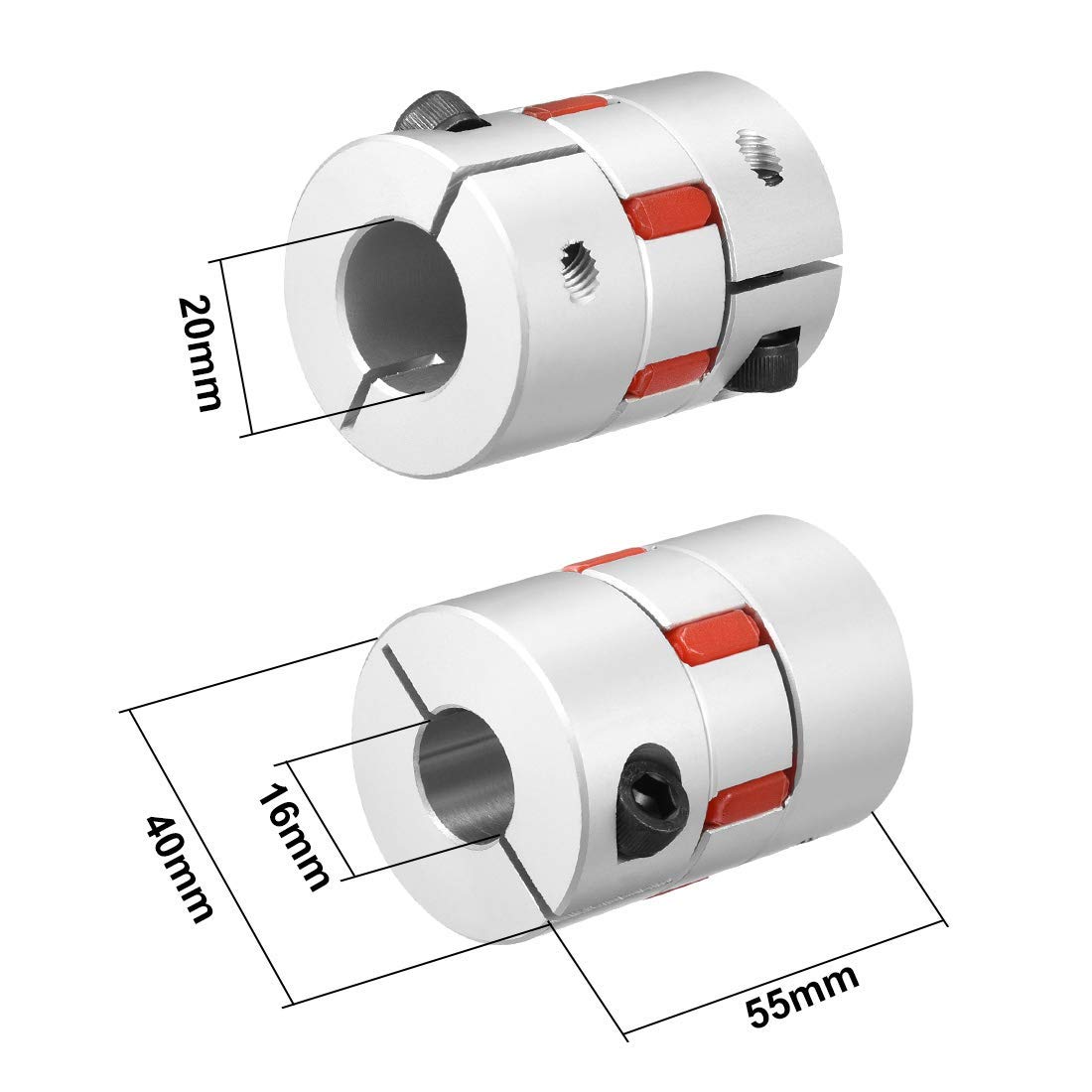 Produktbild von QUARKZMAN Flexible Wellenkupplung 5–7 Mm, Alu, 15x20 Mm – 4 Stück, Für 3D-Drucker & CNC